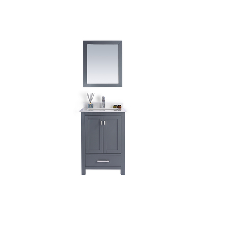 LAVIVA Wilson 24, Grey Cabinet & White Quartz Countertop 313ANG-24G-WQ